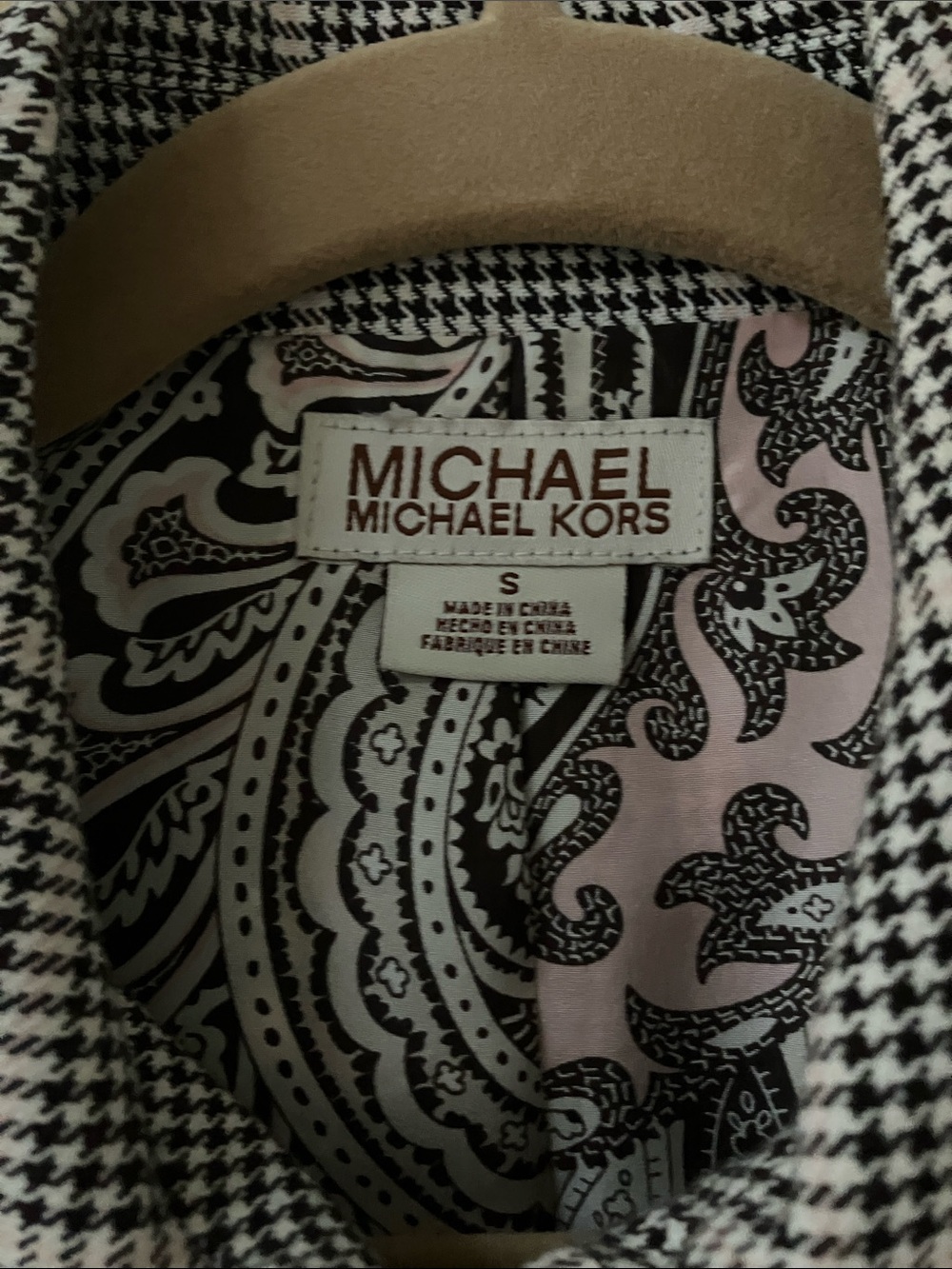 Michael Kors Black and White Plaid Trench Coat - Picture 2 of 2